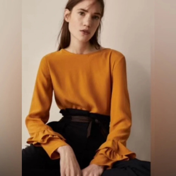 Massimo Dutti Mustard Blouse | Size L - Picture 3 of 9